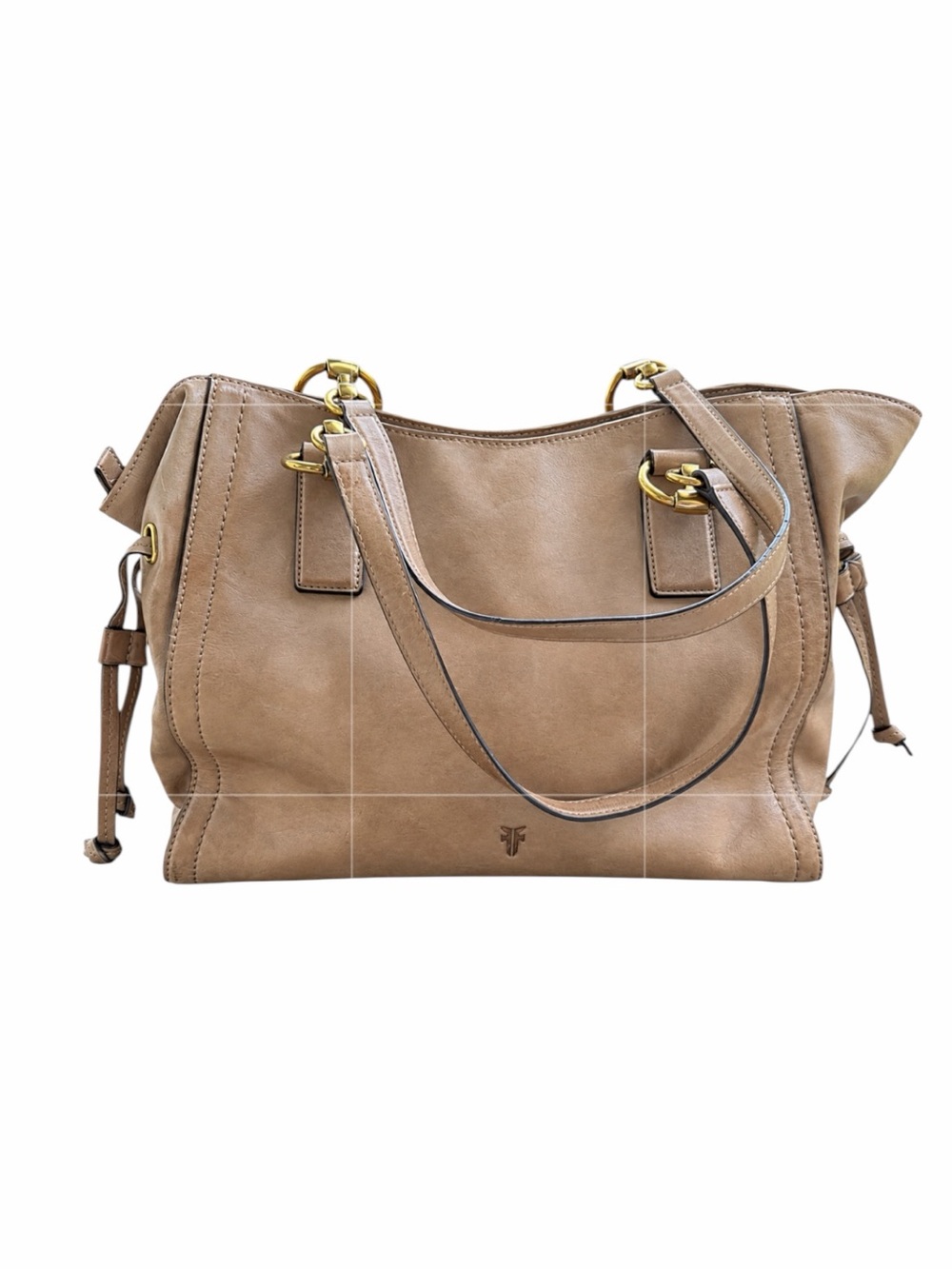 Frye Ilana Leather Harness Ring Tote Shopper Bag Hobo Taupe